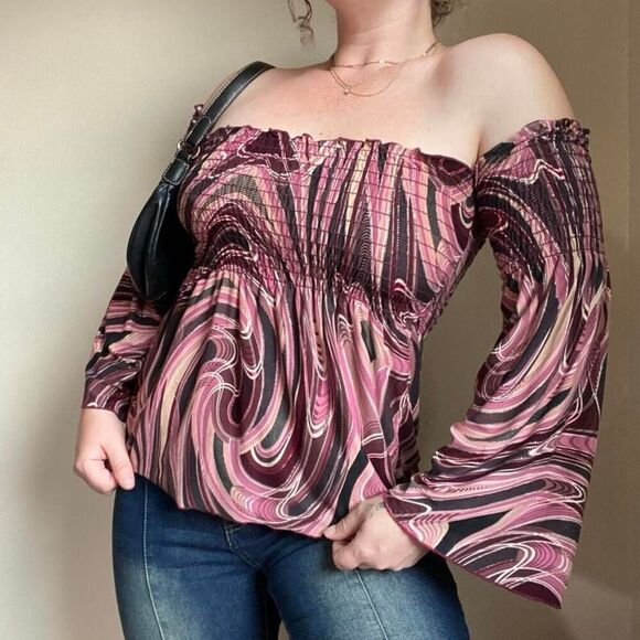 Y2K pink swirl print top - Picture 6 of 8
